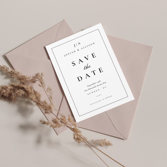 Classic Black and White Monogram  Save The Date (Creator Uploaded)