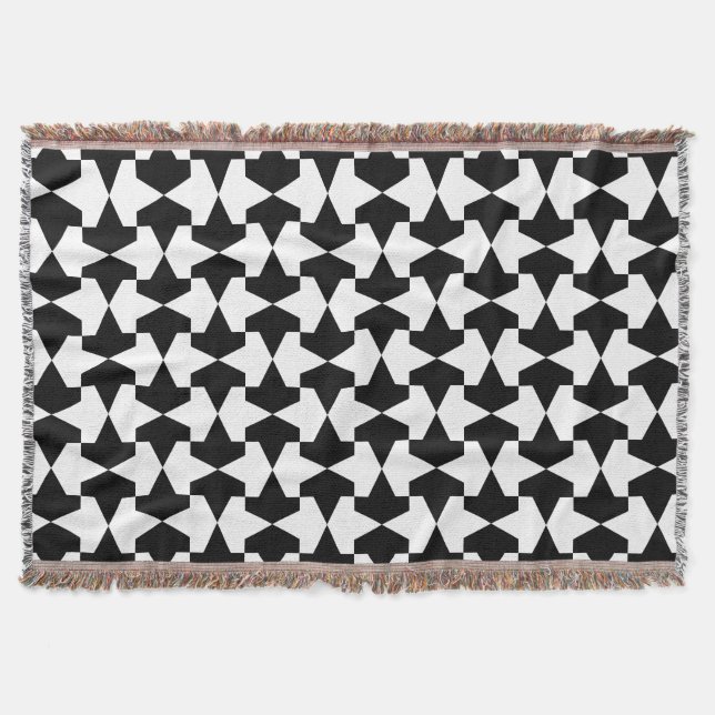Classic Black and White Muslim Mamluks Pattern Throw Blanket (Front)