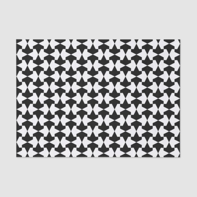 Classic Black and White Muslim Mamluks Pattern Tissue Paper (Front)