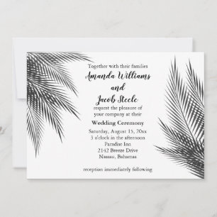Classic Black and White Palm Leaves Wedding Invite