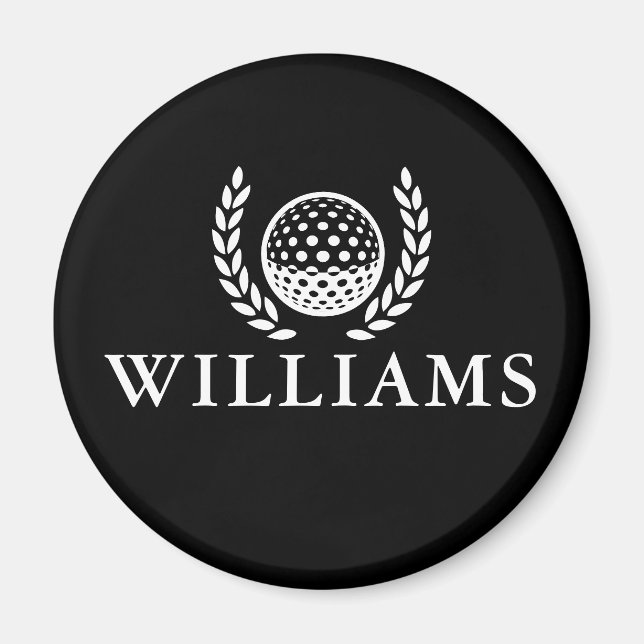 Classic Black And White Personalised Name Monogram Magnet (Front)