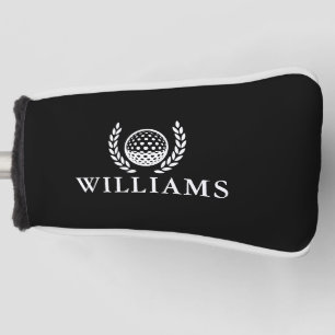 Classic Black And White Personalized Name Monogram Golf Head Cover