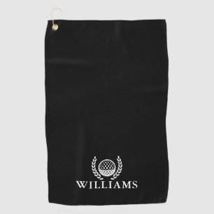Classic Black And White Personalized Name Monogram Golf Towel
