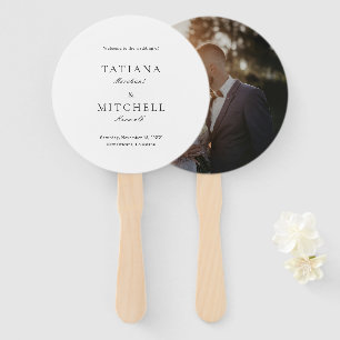 Classic Black and White Photo Elegant Wedding Hand Fan