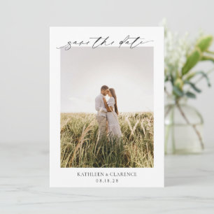 Classic Black and White Photo Elegant Wedding Save The Date