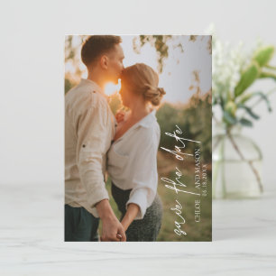Classic Black and White Photo Elegant Wedding Save The Date
