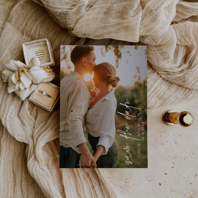 Classic Black and White Photo Elegant Wedding Save The Date (Creator Uploaded)