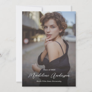 Classic Black And White Photo Graduation Announcement