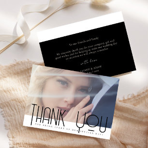 Classic Black And White Photo Wedding Thank You Card