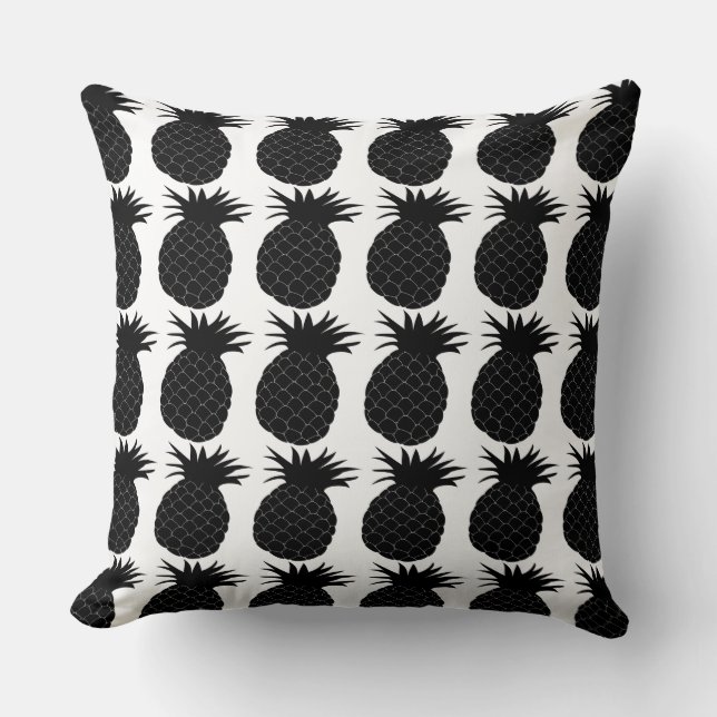Classic Black and White Pineapple Pattern Cushion (Front)