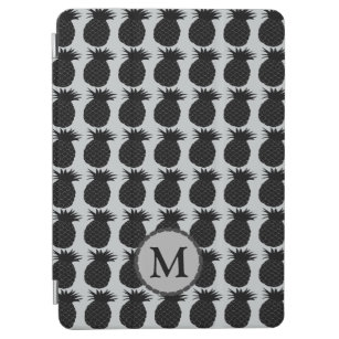 Classic Black and White Pineapple Pattern Monogram iPad Air Cover