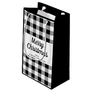 Classic Black And White Plaid Christmas Small Gift Bag