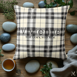 Classic Black and White Plaid   Custom Cosy Home Cushion