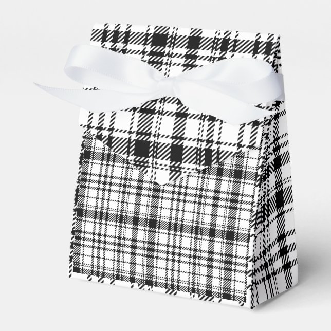  Classic Black and White Plaid  Favour Box (Front Side)