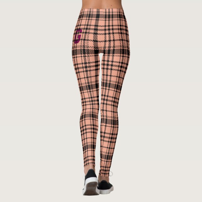  Classic Black and White Plaid  Leggings (Back)