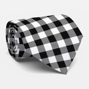 Classic Black and White Plaid Tie