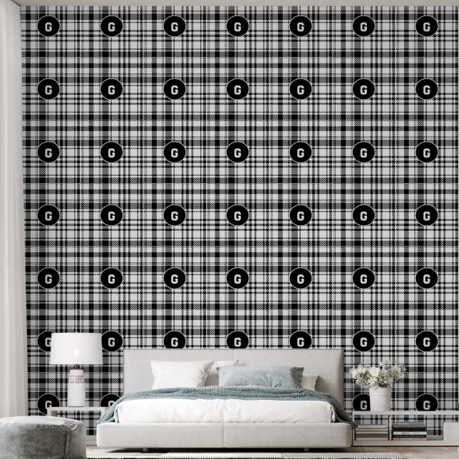 Classic Black and White Plaid  Wallpaper (Bedroom)