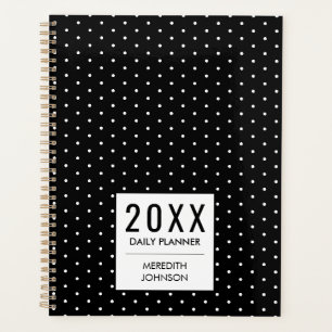 Classic Black And White Polka Dot Daily Planner