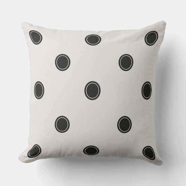 Classic Black and White Polka Dot Pillow (Front)