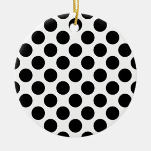 Classic Black and White Polka Dots Pattern Ceramic Tree Decoration