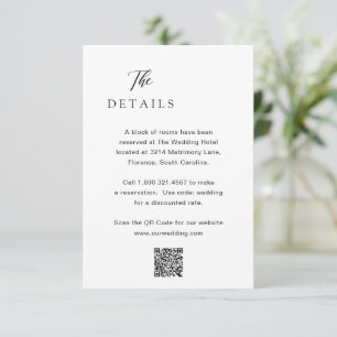 Classic Black and White QR Code Elegant Wedding Enclosure Card