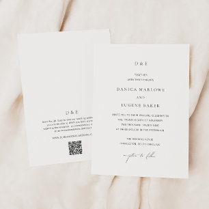 Classic Black and White QR Code Elegant Wedding Invitation