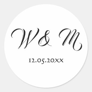 Classic Black and White Round Sticker