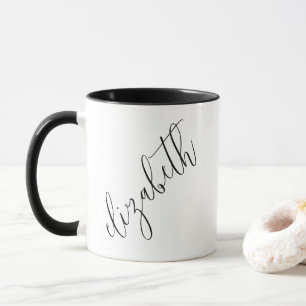 Classic Black and White Script Font Simple Elegant Mug