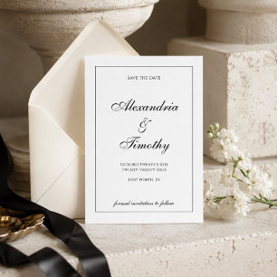 Classic Black and White Script Save the Date