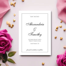 Classic Black and White Script Save the Date