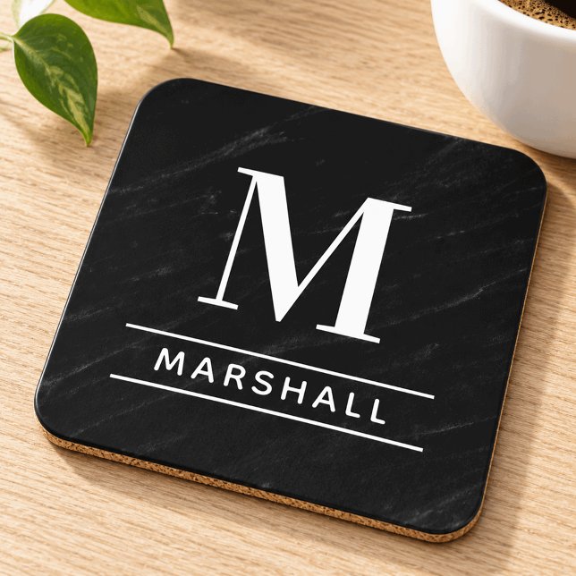 Classic Black and White Serif Monogram Coaster (Creator Uploaded)
