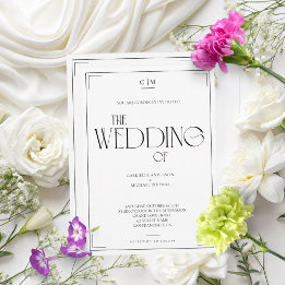 Classic Black and White Serif Wedding Invitation