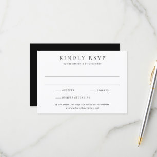 Classic Black and White Simple Wedding RSVP Card
