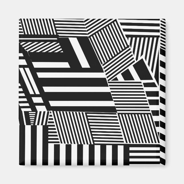 Classic Black and White Stripe Magnet (Front)