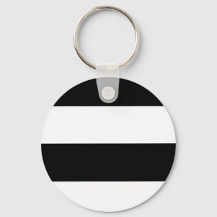 Classic Black and White Striped Pattern Key Ring
