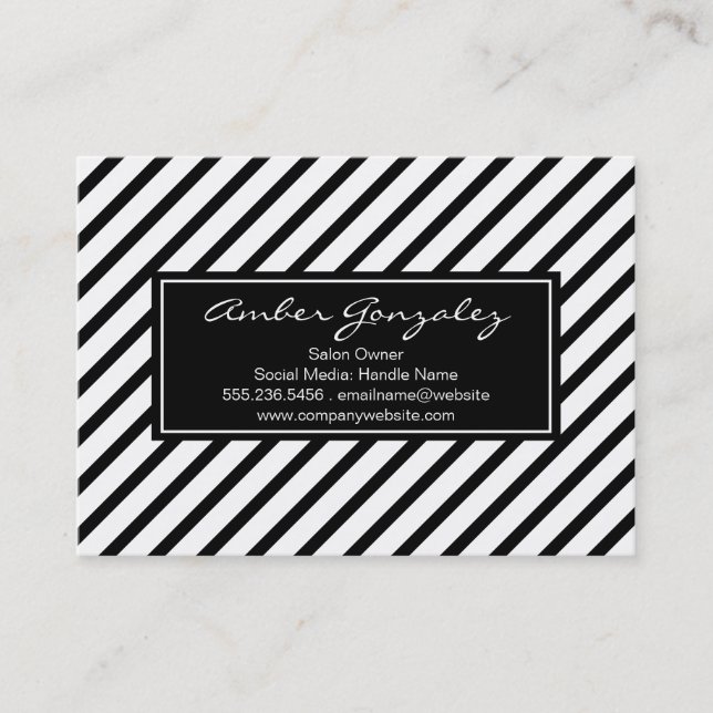 Classic Black and White Stripes Business Card (Front)