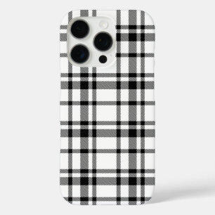 Classic Black and White Tartan Plaid Pattern iPhone 16 Pro Case