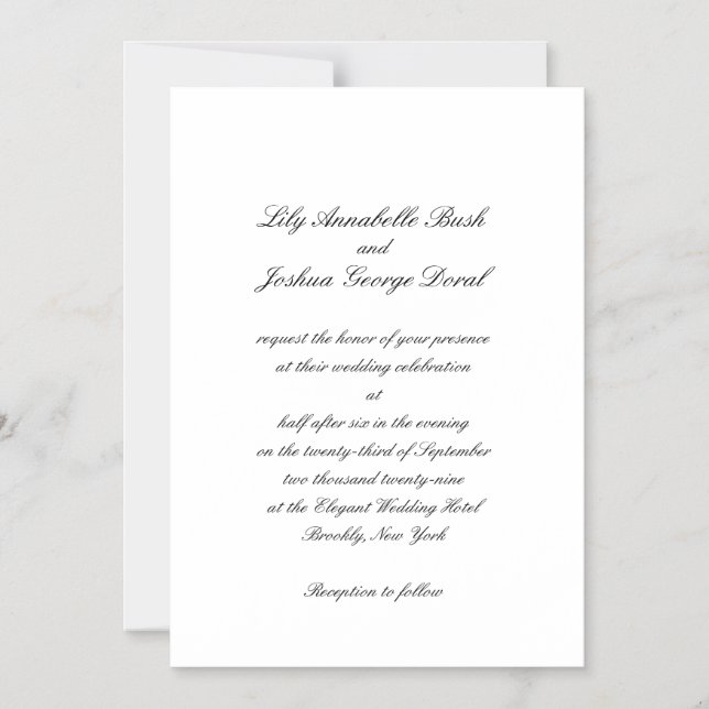 Classic Black and White Timeless Wedding Magnetic Invitation (Front)