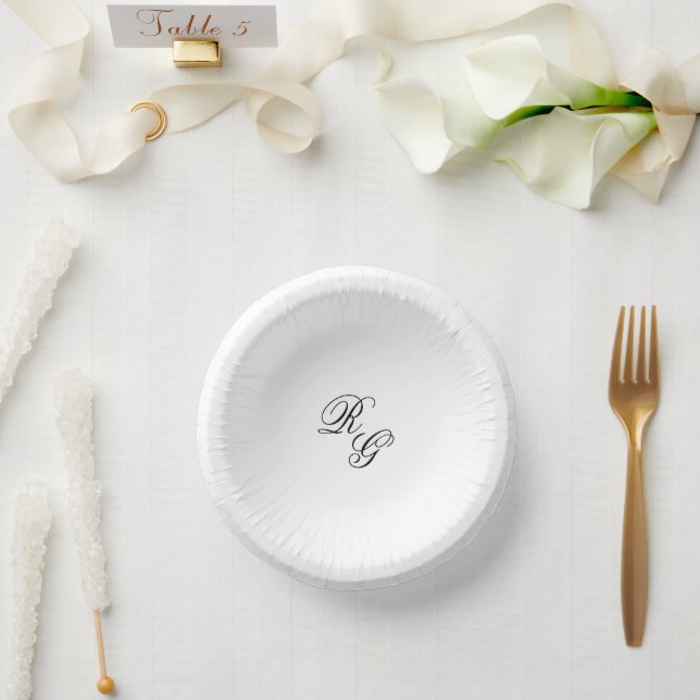 Classic Black and White Timeless Wedding Paper Plate (Wedding)