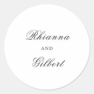 Classic Black and White Timeless Wedding Round Sticker