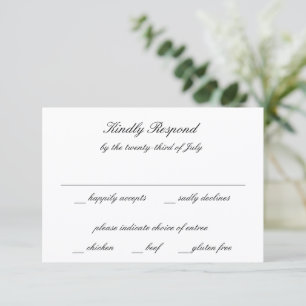 Classic Black and White Timeless Wedding RSVP Card