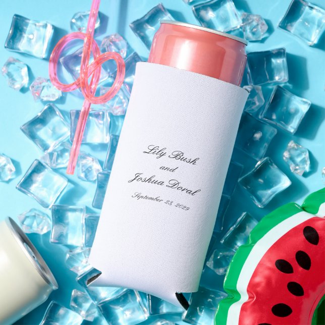 Classic Black and White Timeless Wedding Seltzer Can Cooler (In Situ Summer)
