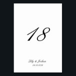 Classic Black and White Timeless Wedding Table Number<br><div class="desc">A classic and timeless design with an elegant script font.</div>