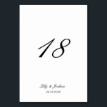 Classic Black and White Timeless Wedding Table Number<br><div class="desc">A classic and timeless design with an elegant script font.</div>