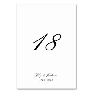 Classic Black and White Timeless Wedding Table Number