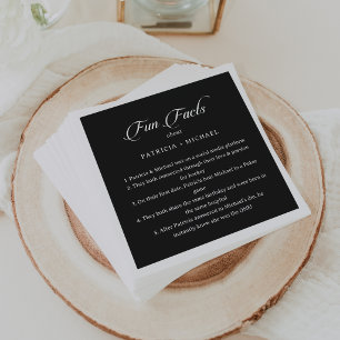 Classic Black and White Trivia Fun Facts Wedding Napkin