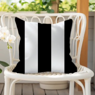 Classic Black and White Vertical Cabana Stripes Cushion
