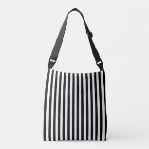 Classic Black and White Vertical Stripes Crossbody Bag