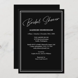 Classic Black and White Wedding Bridal Shower Invitation