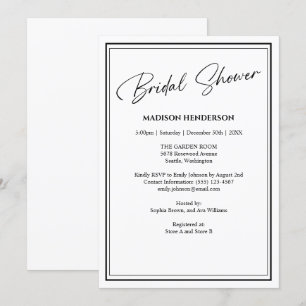 Classic Black and White Wedding Bridal Shower Invitation